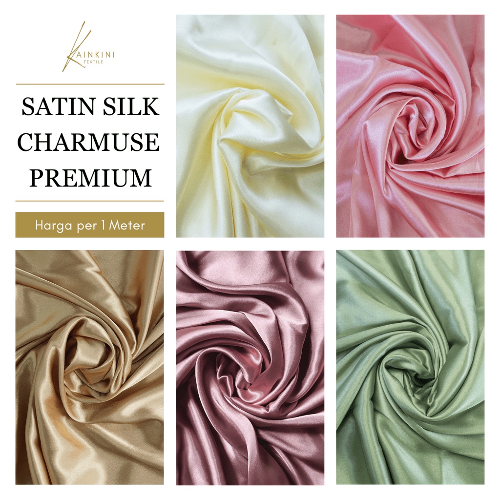 (1 Meter) Premium Glossy Grade A Charmuse Silk Satin Fabric (Kebaya Material, Bridesmaid Uniform, Dress, Gamis Dress, Hijab)