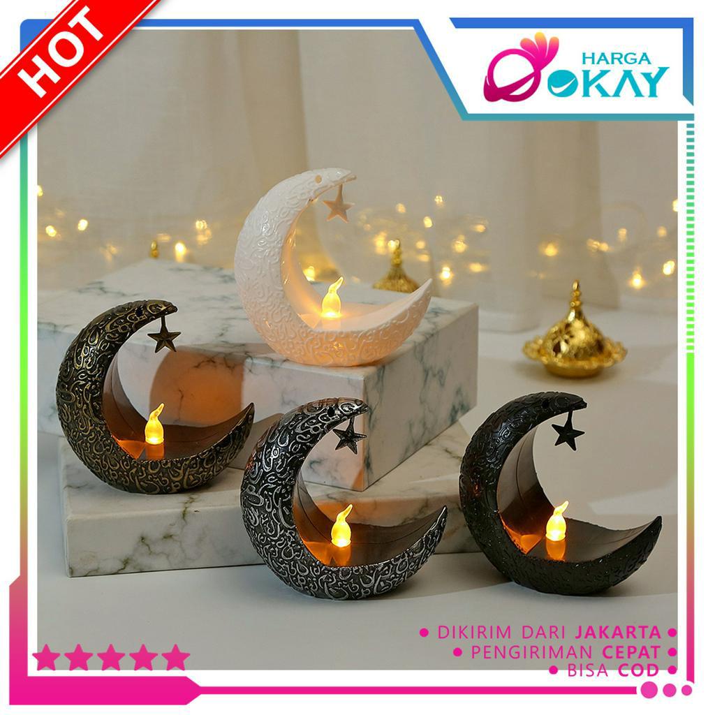 Ho Warm White LED Star Moon Lantern Lamp Muslim LED Decoration Eid Al-Fitr Decoration Ramadhan Souvenir