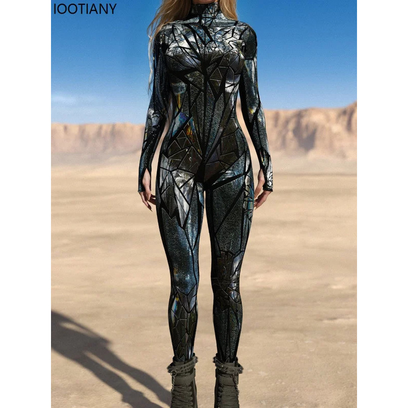 Women Sexy Jumpsuit Halloween Festival Zentai Suit Theme Party Performance Bodysuit Aerial Yoga Catsuit Rave Outfit Cycling Sets