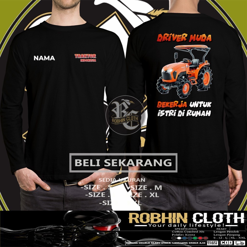 T-shirt Indonesian Tractor Kubota Tractor L4018 Words Driver DB Long Sleeve DB T-Shirt Distro