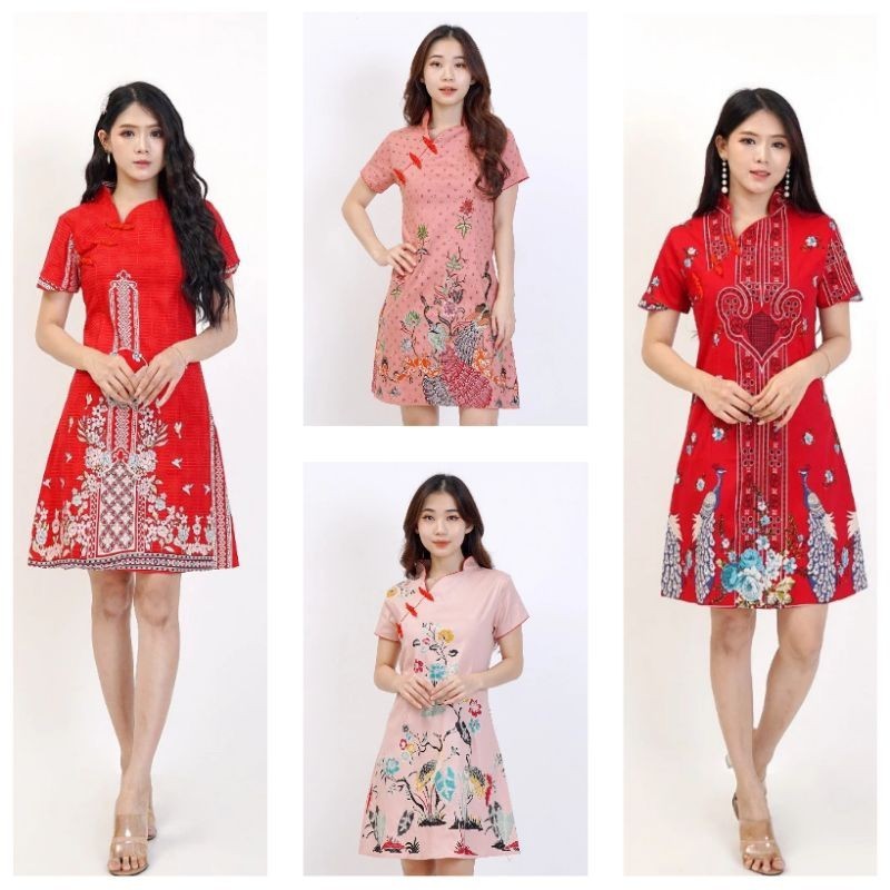Women's Cheongsam Dres Chinese New Year Dres for Girls Drs Chinese New Year 2023 Latest Chinese New Year Dris 2024 Chinese New Year Dress 2024 Chinese New Year Dress Women's Chongsam Dress Modern Tunic Busui Friendly Drs Chinese Cheongsam Pb_Dress Batik W