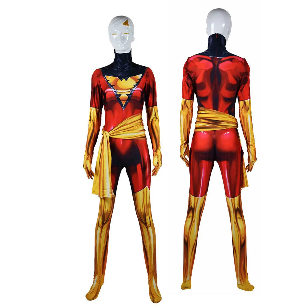 Red Dark Phoenix Cosplay Costume Zentai Suit Jean Grey Girls Woman Female Bodysuits Halloween Kids Adults Jumpsuits