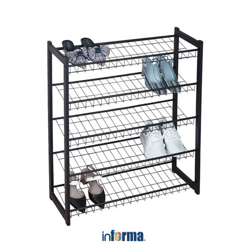 HITAM Informa Brighton 5-story Shoe Rack - Black Shoe Rack Organizer Sandals Shoes Cabinet Footwear Slipper Storage