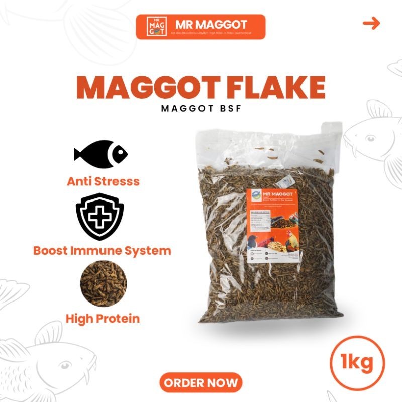 Mr Maggot - Dried Maggot BSF Flake | Fish/ Bird/ Laying Chicken Feed