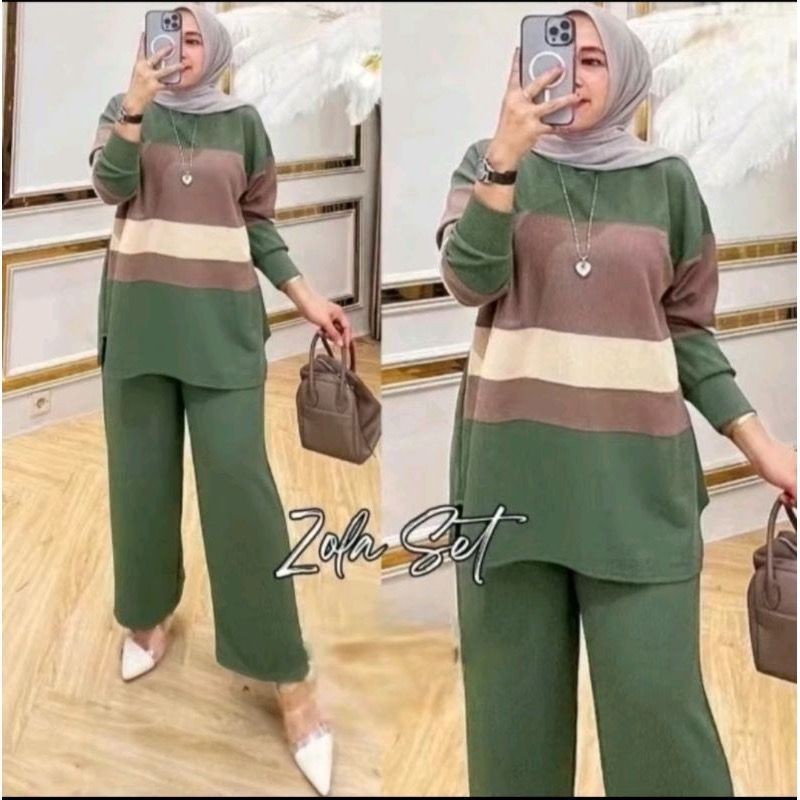 Tops and Bottoms 1 Set of Casual Mothers Korean Style Stlan Kekinian 1 Set of Women's Suits Premium Imported Play Clothes Adult Casual Baj Maen One Pair of Suits AdultWanita One Set Latest 2024 Modern Zolla Clothes Crinkle Culottes Pants Set Ai Ai Ai