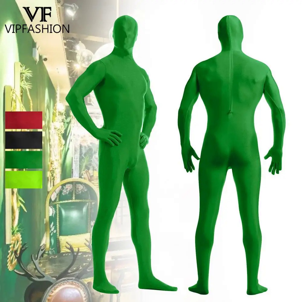 VIPFASHION Adult Zentai Bodysuit Full Cover Jumpsuits Men In Black Green Screen Stealth Costume Back Zipper Performance Outfits