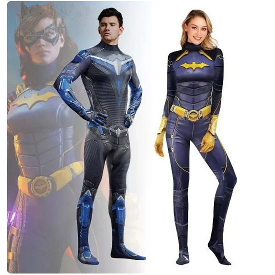 Halloween Carnival Party Zentai Suit Knights hero Nightwing Cosplay Robin Costume Jumpsuit Batgirl Bodysuit Outfits