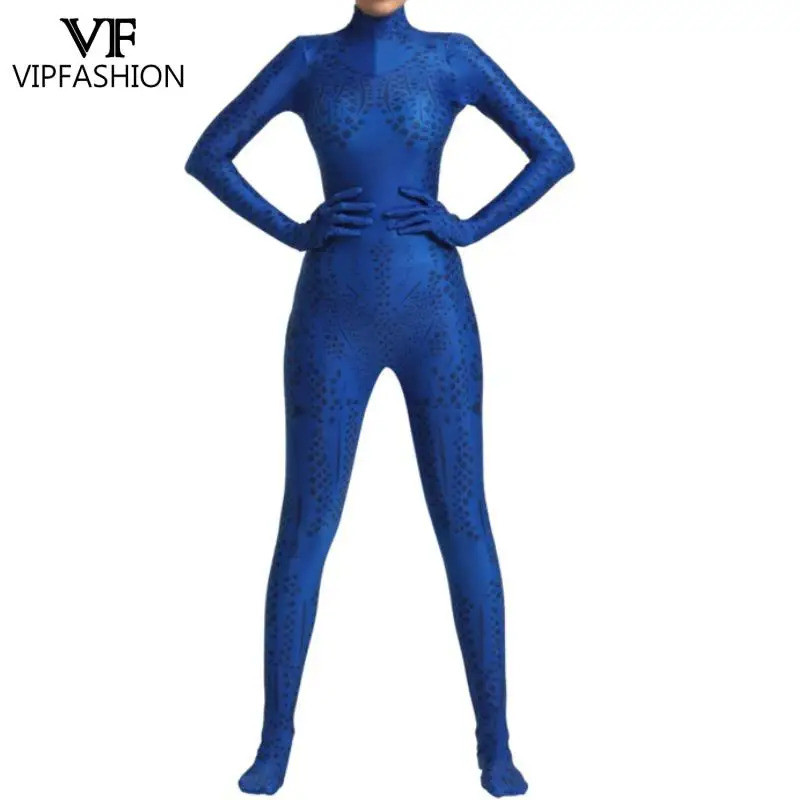 VIP FASHION Movie Cosplay Costume for Women Superhero Print Jumpsuits Full Cover Zentai Suit Sexy Bodysuit Holiday Party Clothes