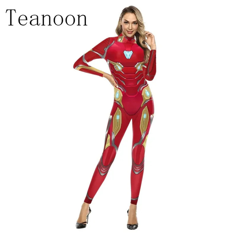 Halloween Hot Film Cos Role Stage Clothing New War Clothes Printed Jumpsuit Women's Clothing Quirky High Elastic Tight Jumpsuit