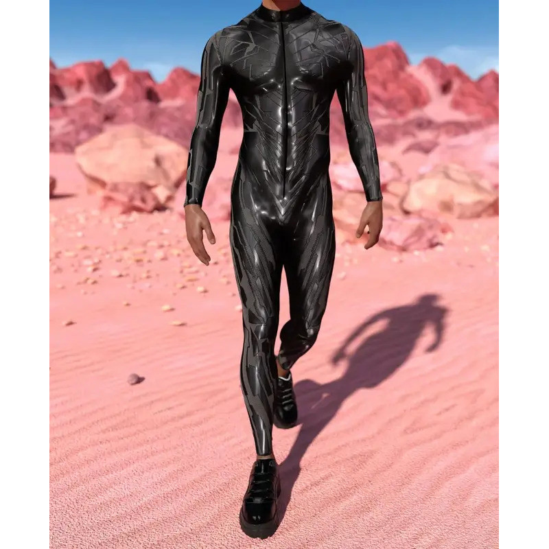 Cyber 3D Printed Cosplay Costume Men Front Zipper Multicolor Zentai Bodysuit Halloween Party Jumpsuits Carnival Holiday Outfit