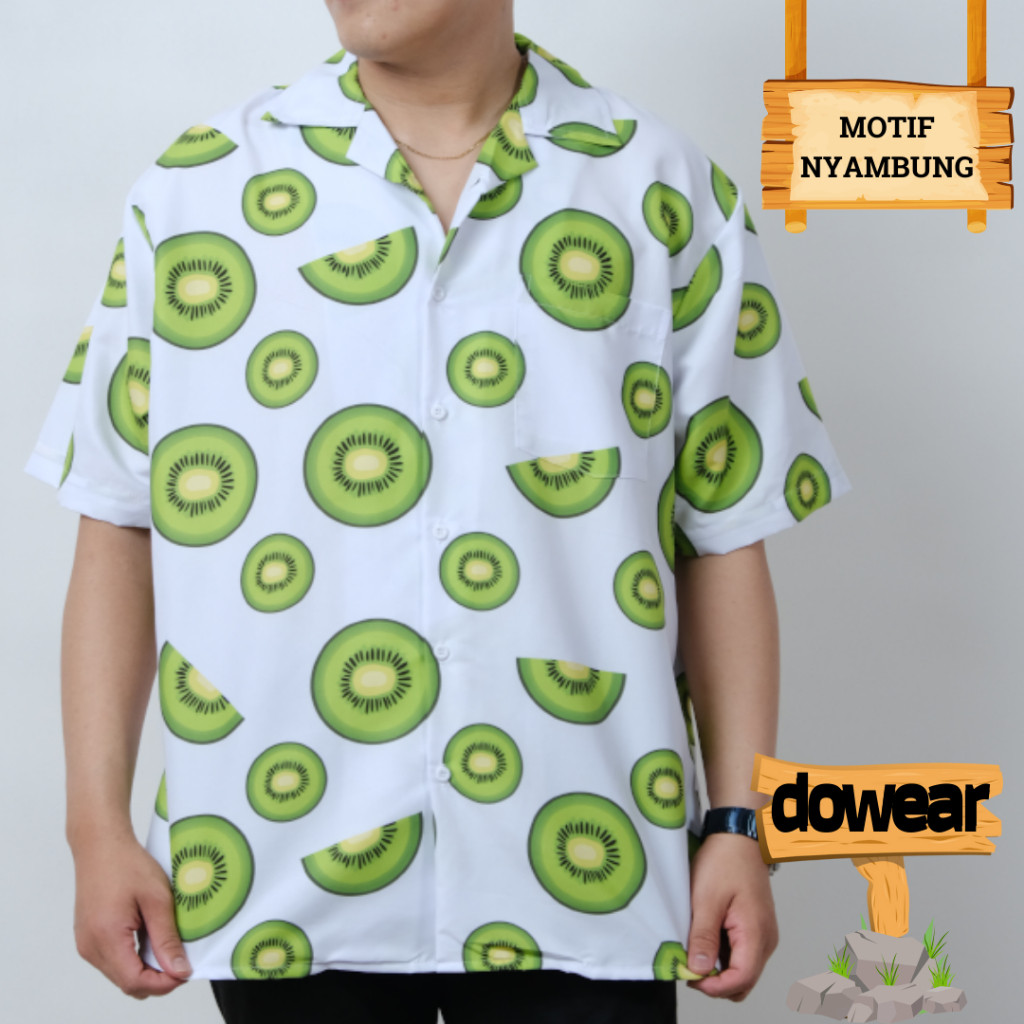 KEMEJA Dowear Men's and Women's Full Print Vintage Shirt Kiwi 031