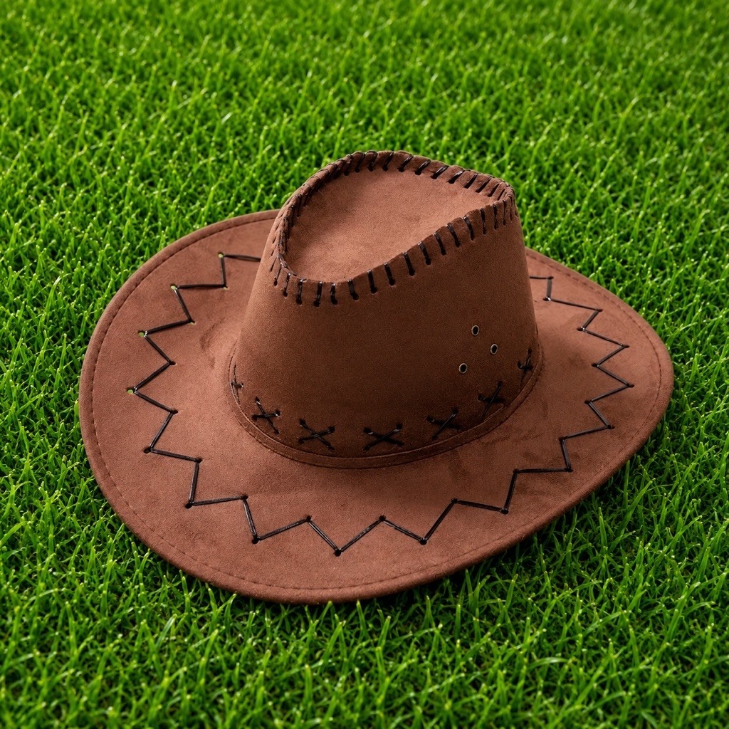 Cowboy Hat / American Cowboy Hat Adult Laken Specifications: Material: Suede fabric Color: red dark coffee/ gold bronze/cream/unta black/kopi