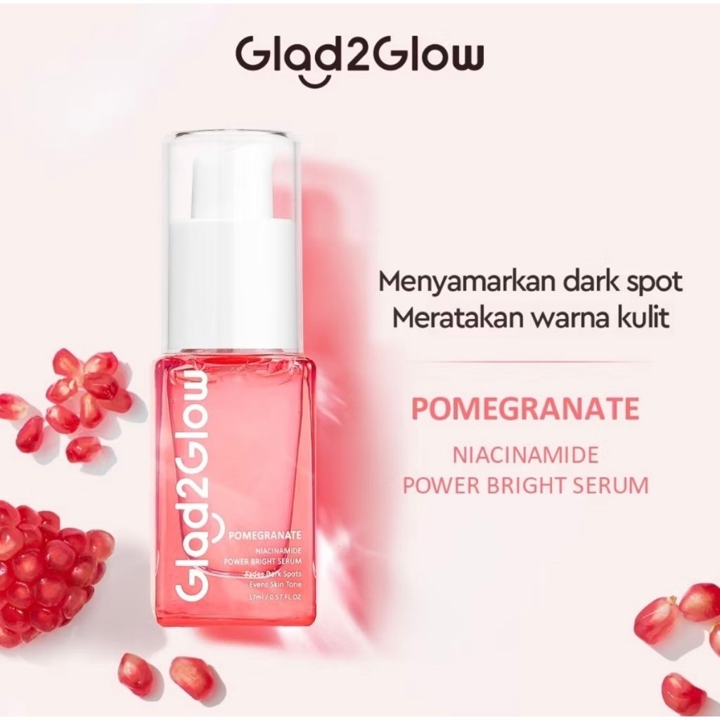 Glad2Glow Pomegranate Niacinamide Power Bright Serum Brightens Face Whitening Glowing Serum And Essence for Acne Scars