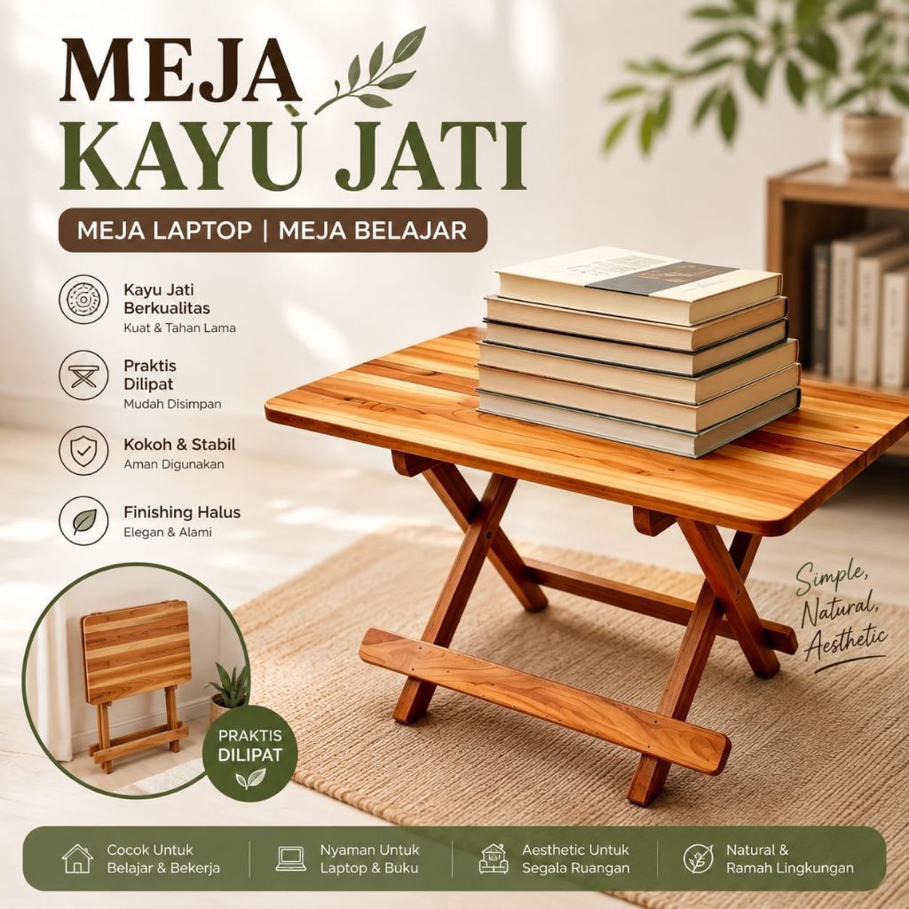 Rehal Folding Table for Quran Recitation Portable Folding Table with Polished Wood