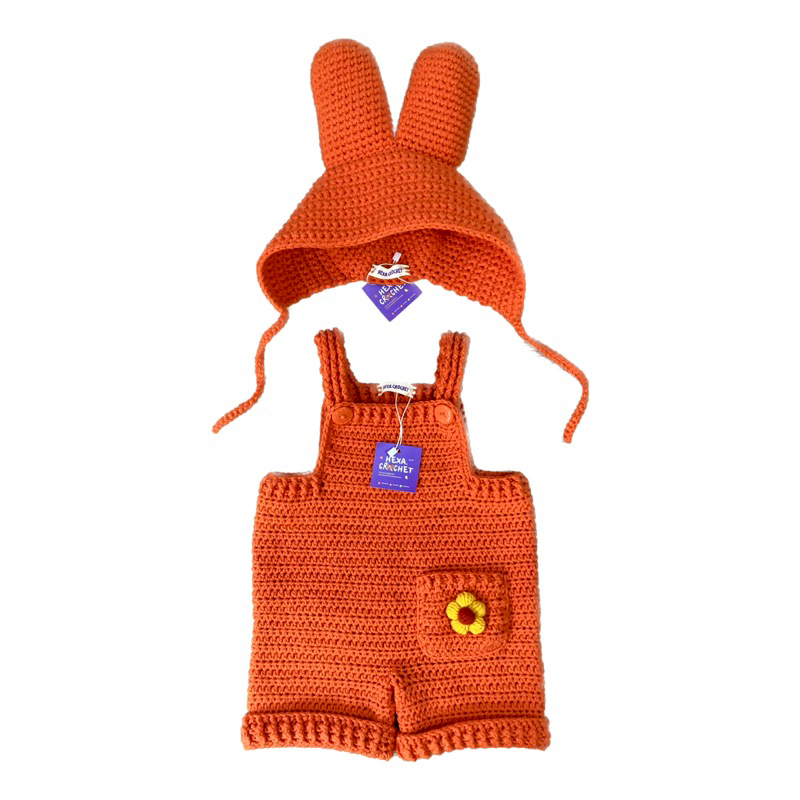 Crochet Overall/Jumpsuit with Bunny Hat