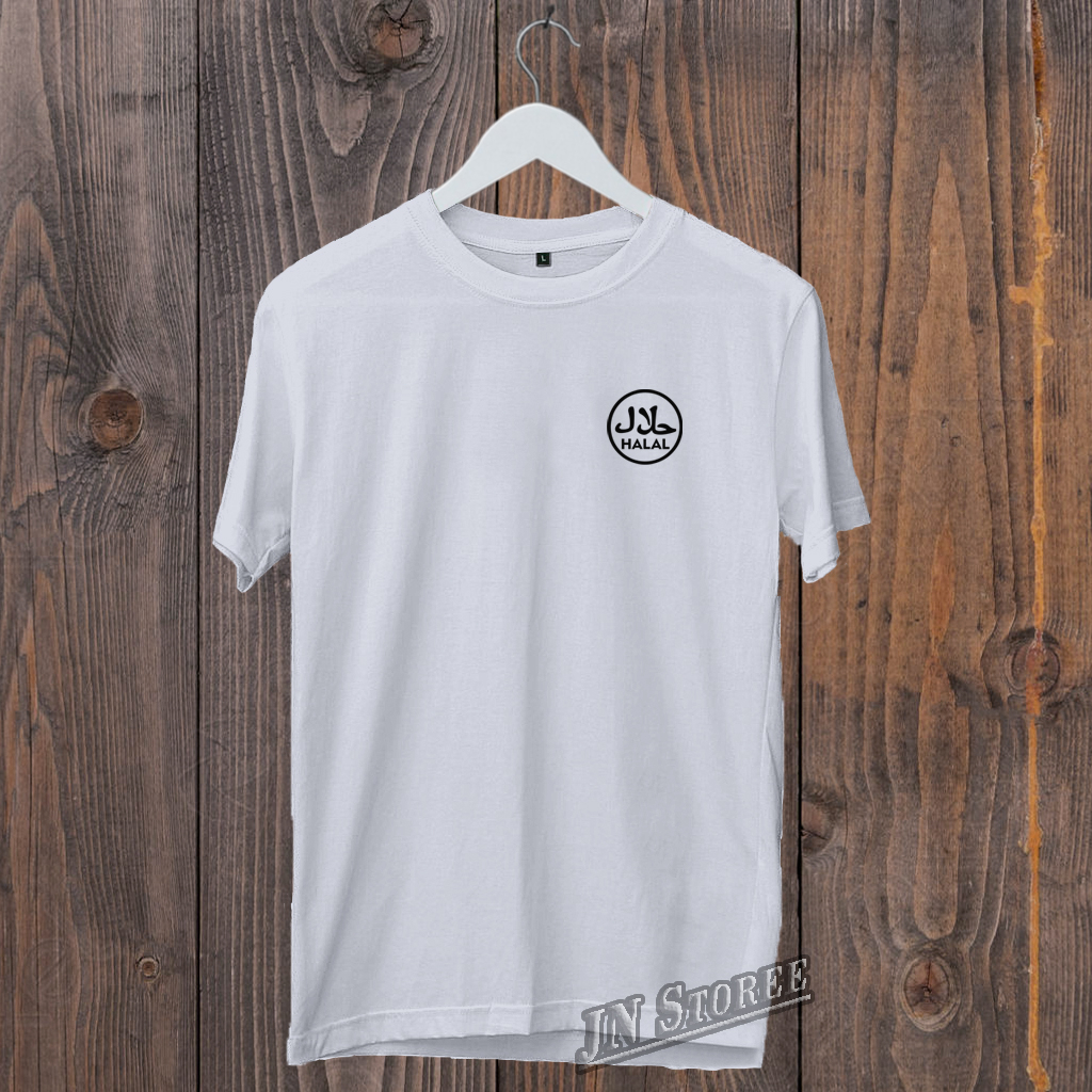 Halal LOGO Motif Distro T-Shirts / Men's Women's Tops / UNISEX T-Shirts / MEN'S CLOTHING / QUALITY PRINTING SCREEN T-SHIRTS ETC