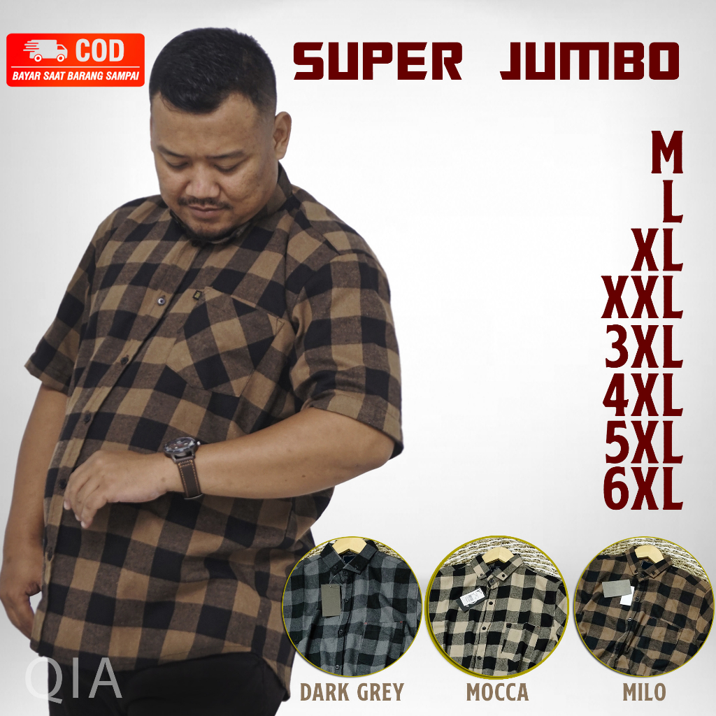 KEMEJA Super Jumbo Men's Flannel Shirt, Men's Plaid Shirt, Sizes M to 6XL