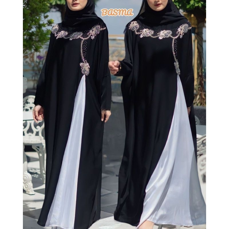 HITAM MATA Kaftan BASMA Embroidery Combination Of BLINK Eyes Black MaterialB COLLECTION/GAMIS SYARI/JUBAH POLOS/DRESS /ALKHATIB/Party DRESS/ORI// Bat/BAJU KURUNG