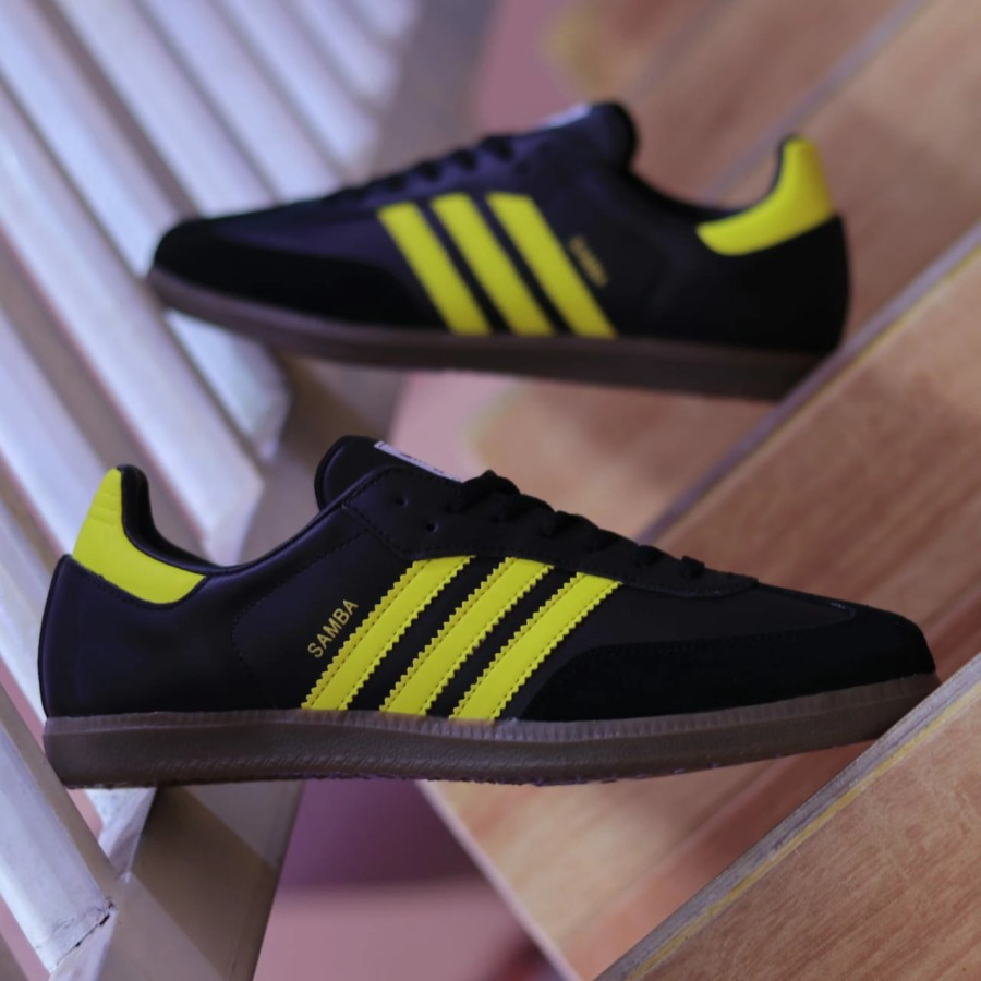 Adidas Samba Vegan Shoes Black Stripes Yellow Size 38-44