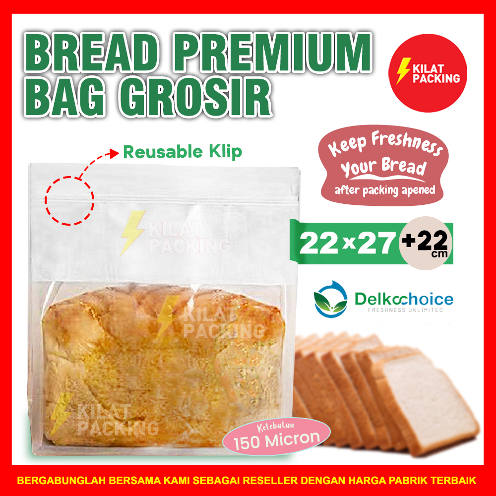 Delkochoice Ziplock Bread Plastic / White Bread Wrap / Premium Bread Bag Unit - 22 X 27 +22CM