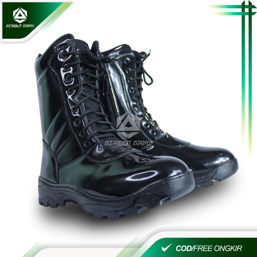 Pdl TNI AD Shoes Glossy Security Guard Police Boots Men Field Service TNI AL AU AD Rubber Sole