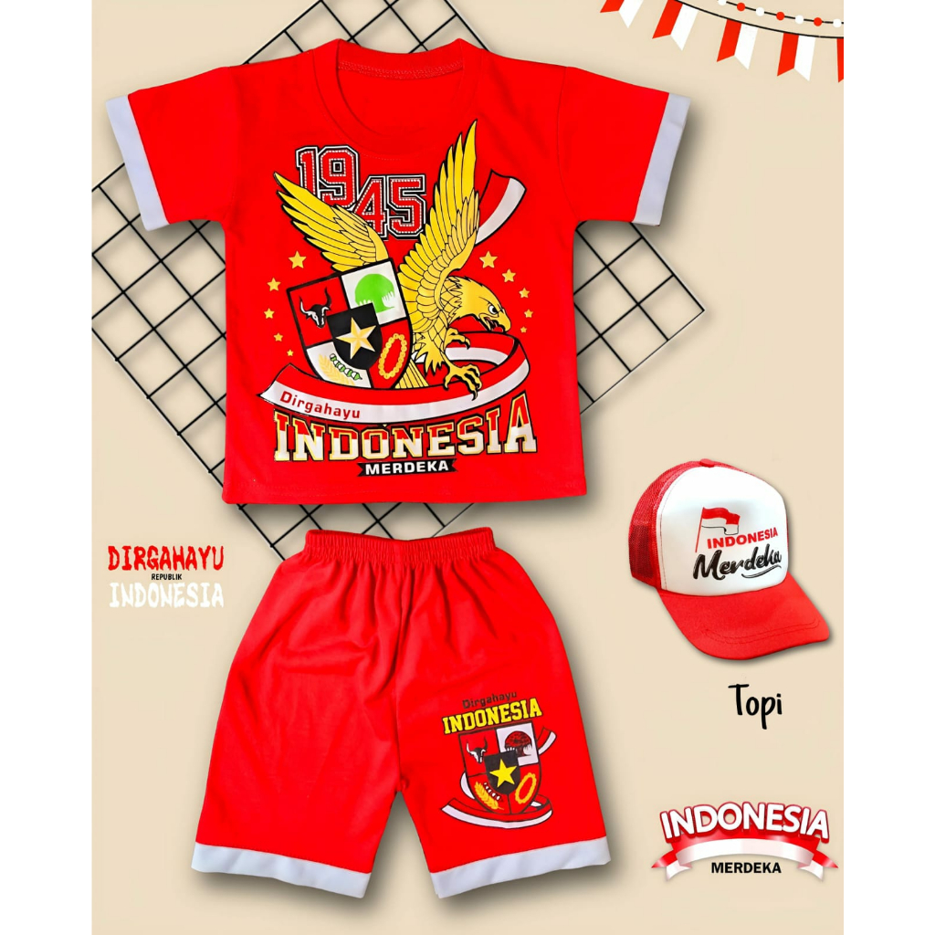 MERAH Latest INDONESIAN GARUDA 1945 RED 17 AUGUST CHILDREN'S CLOTHING SET