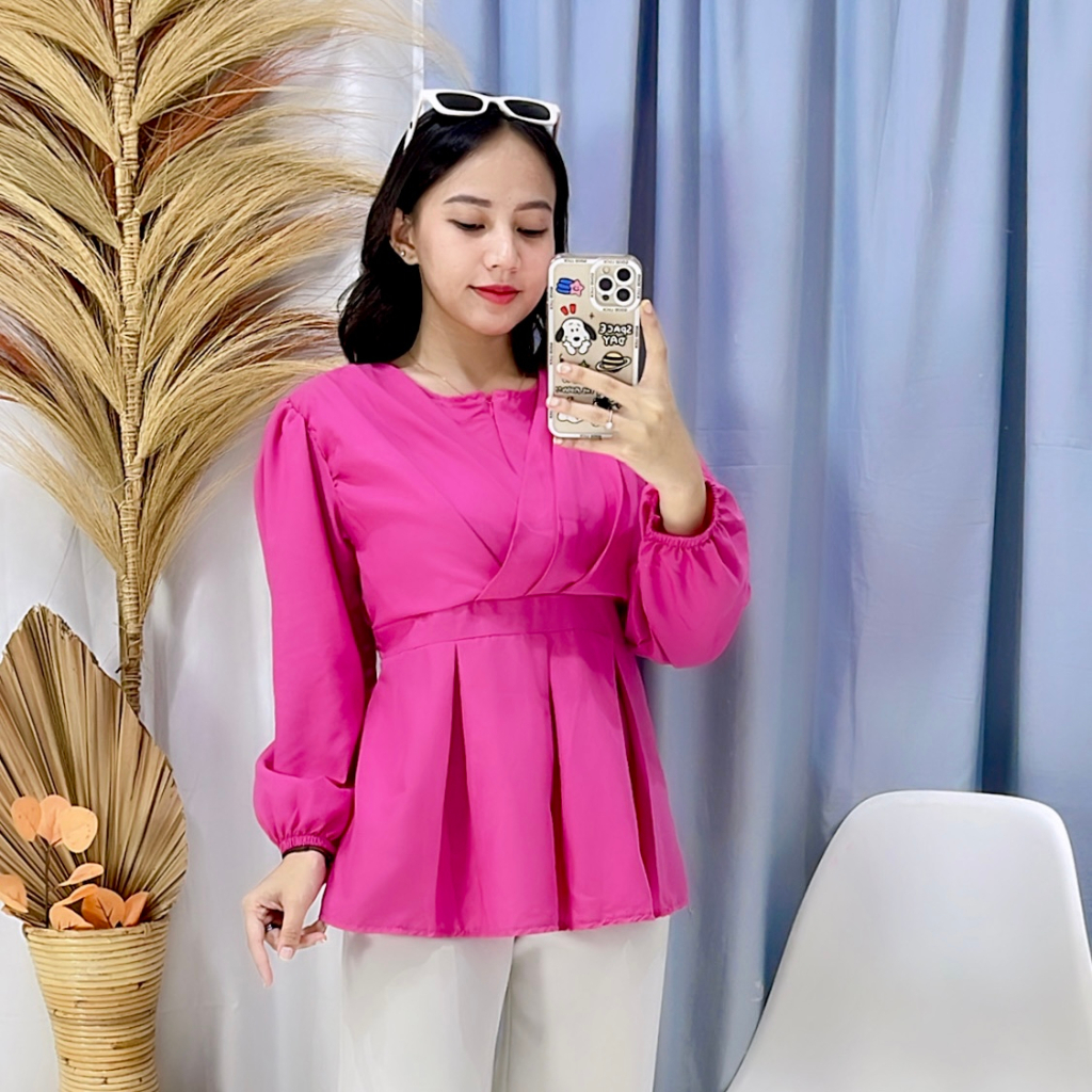 KATUN Rx FASHION - RAYA TWISTCONE COTTON BLOUSE / WOMEN'S FASHION TOP - PN