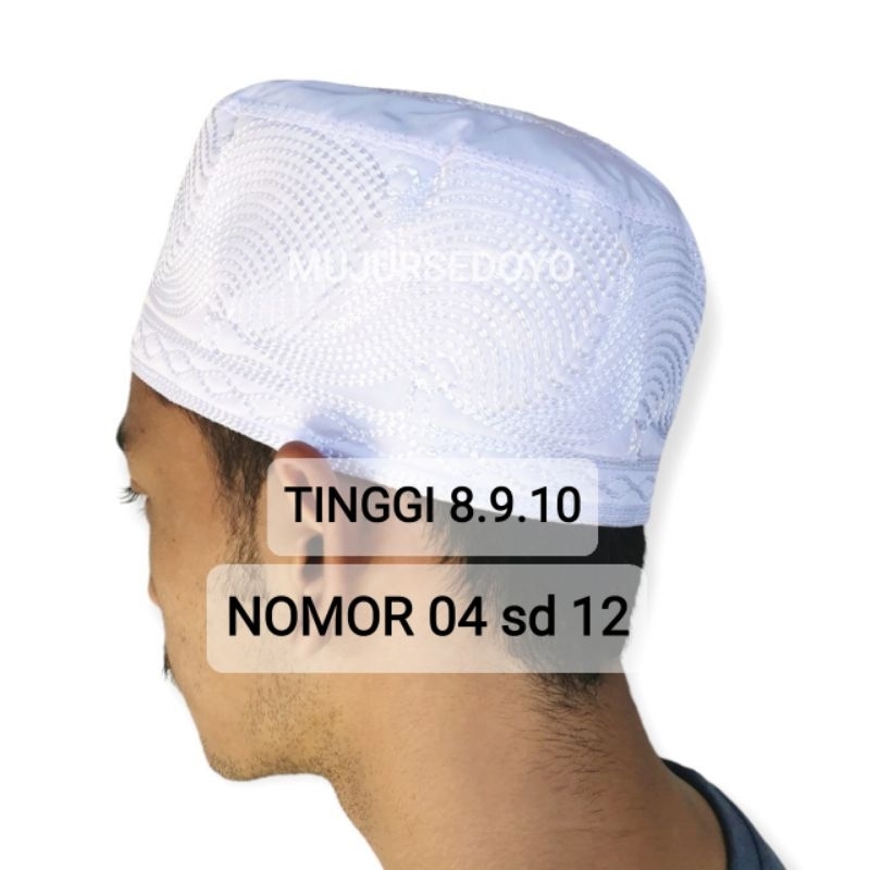 PUTIH Tall Skullcap 10 Madinah White Peci Songkok Haji Adult Skullcap