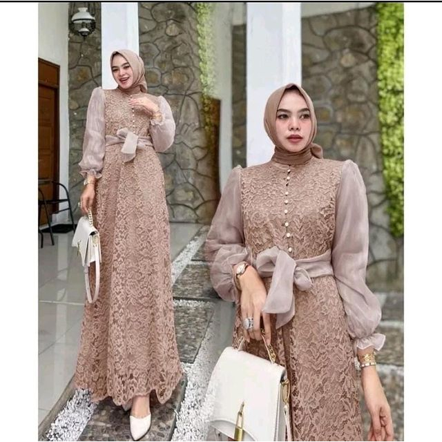 Latest GAMIS KALAYLA DRESS WD Material Brocade Bone MIX ORGANZA SIZE M L XL XXL Pregnant FRIENDLY GAMIS Brocade Sequin PREMIUM DRESS MUSLIM Teenagers Party Dresses Luxury And ELEGANT OUTFIT Teenage Women Contemporary Gray/MOCCA/MAROON Color /NAVY/ Dusty