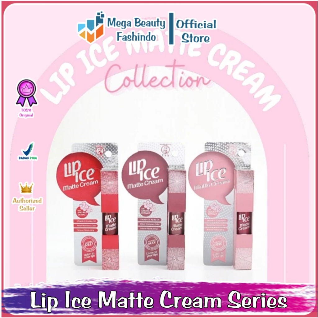 Lip Ice Matte Cream Series | Charming Red | Adorable Nude | Fabulous Pink