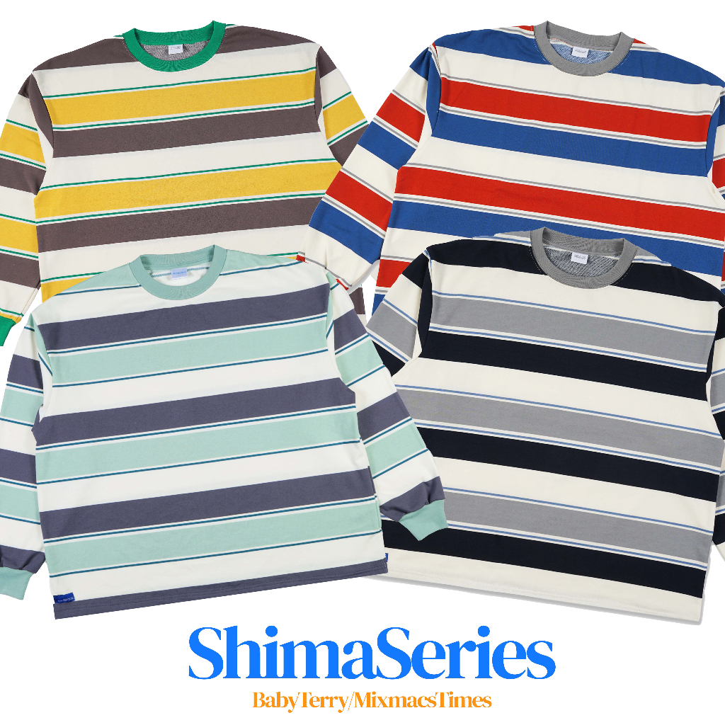 Mixmacstimes SHIMA OVERSIZED LONGSLEEVE BABY TERRY | Long sleeve striped t-shirt | Unisex men's and women's striped t-shirts | Plain striped t-shirt | Cotton combed striped t-shirt