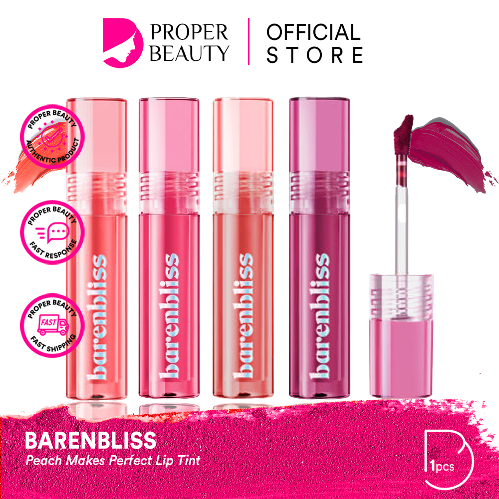 Barenbliss Peach Makes Perfect Lip Tint Korea/Stain Up To 24H 3ml/Moisturizing/Sweety Peach/01 Paradise Found 02 Pretty Please 03 Take Change 04 Never Settle/Makeup Make Up Lipstick Matte Gloss Cream Lipstick Velvet Balm Glow Liner/BNB Package