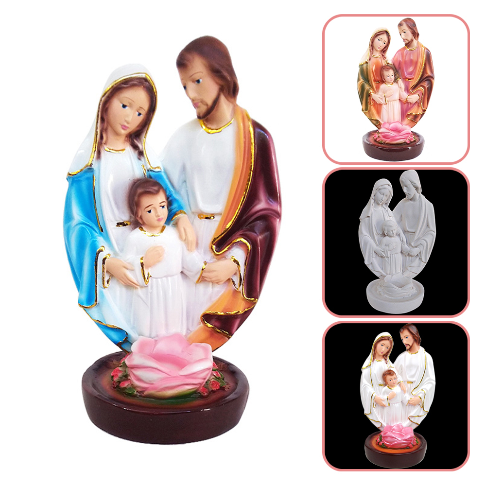 LILIN Nasaret Holy Family Spiritual Statue Standing Half Body Candle Holder Jesus Mary John 21cm