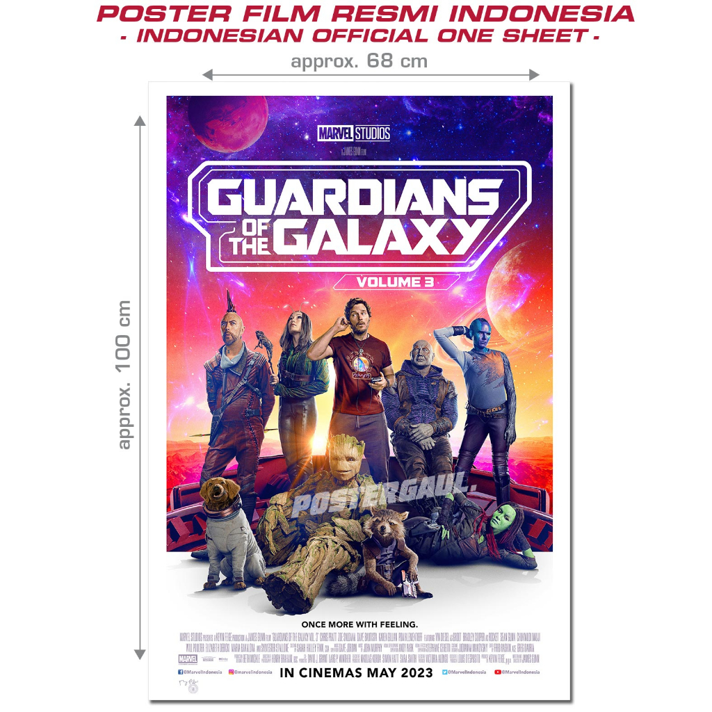 Poster Film GUARDIANS OF THE GALAXY VOL.3 - original Indonesian regular one sheet, Size 68x100 cm