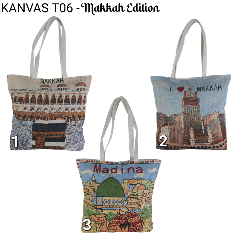 Makkah Medina Bag By HAJI UMRAH PREMIUM Canvas Embroidery dubai souvenir Bag