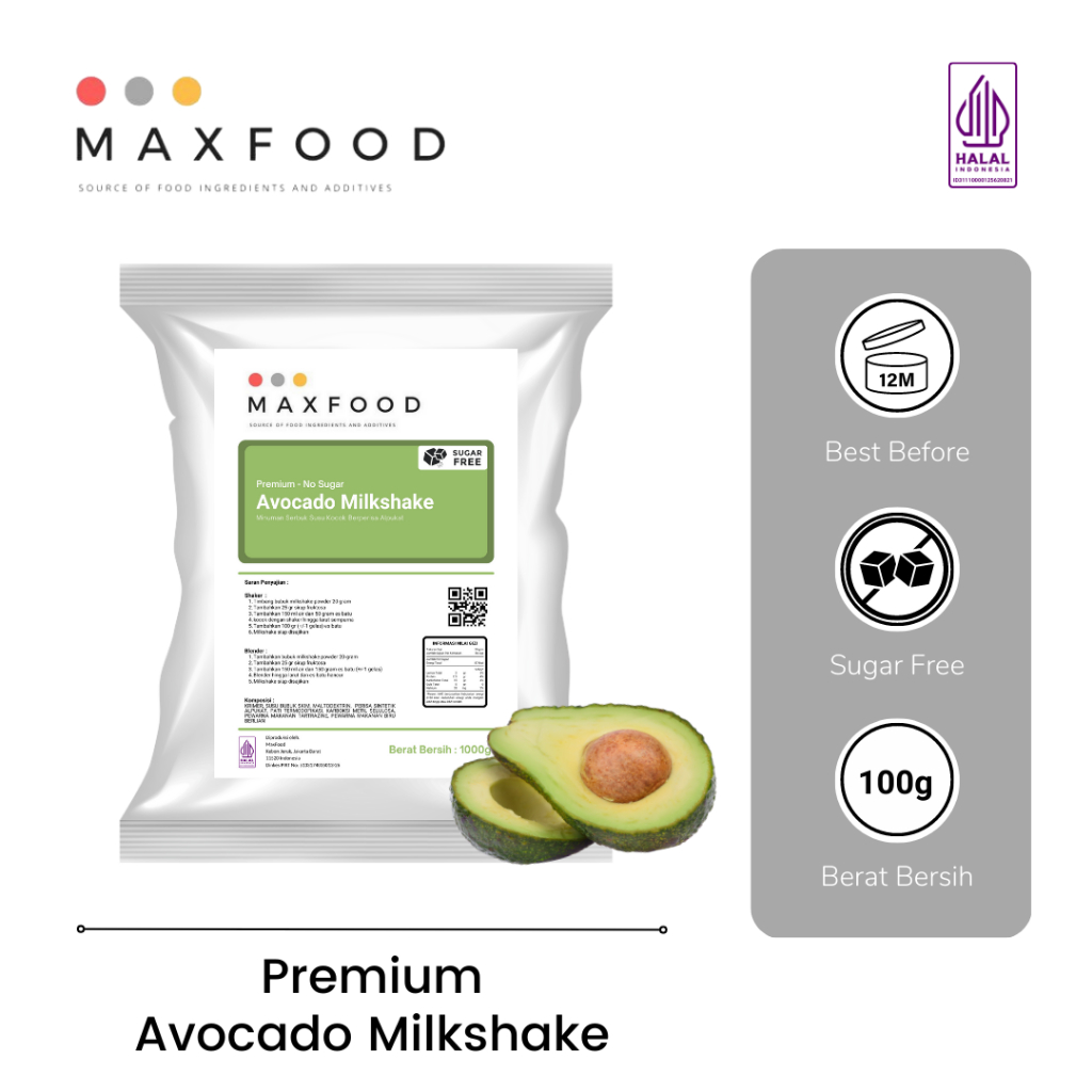 Premium No Sugar - Avocado Milkshake / Milkshake Avocado Drink Powder Without Sugar 100 GR