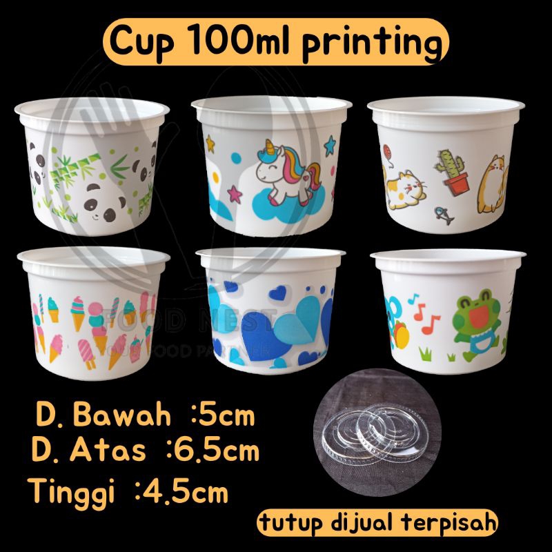 [CONTENTS 50 pc] character ice cream cup 100ml ice cream cup plastic 100ml printing motif 100ml plastic cup printing 100ml ice 100ml printing beautiful motif cartoon plastic cream cat Unicorn heart motif