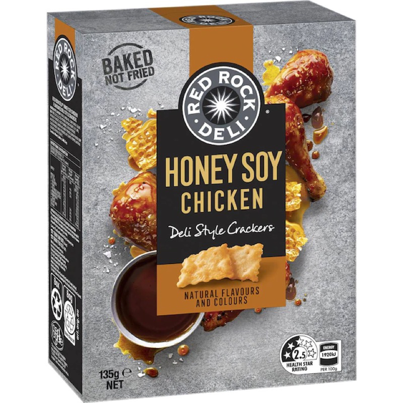 Red Rock Deli Honey Soy Chicken Deli Style Crackers Share Pack 135g - Australia