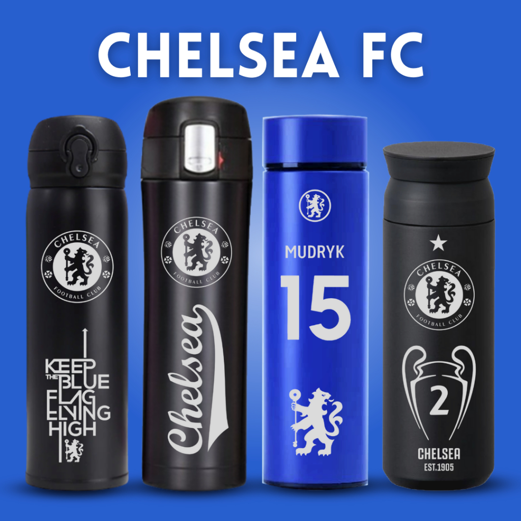 TERMOS Chelsea FC - TUMBLER Thermos CUSTOM CHELSEA LASER Engraved LOGO Name