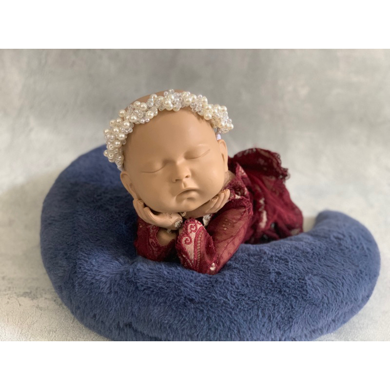 Pearl headband, pearl halo, newborn halo, nylon usa headband, newborn props, baby photo props