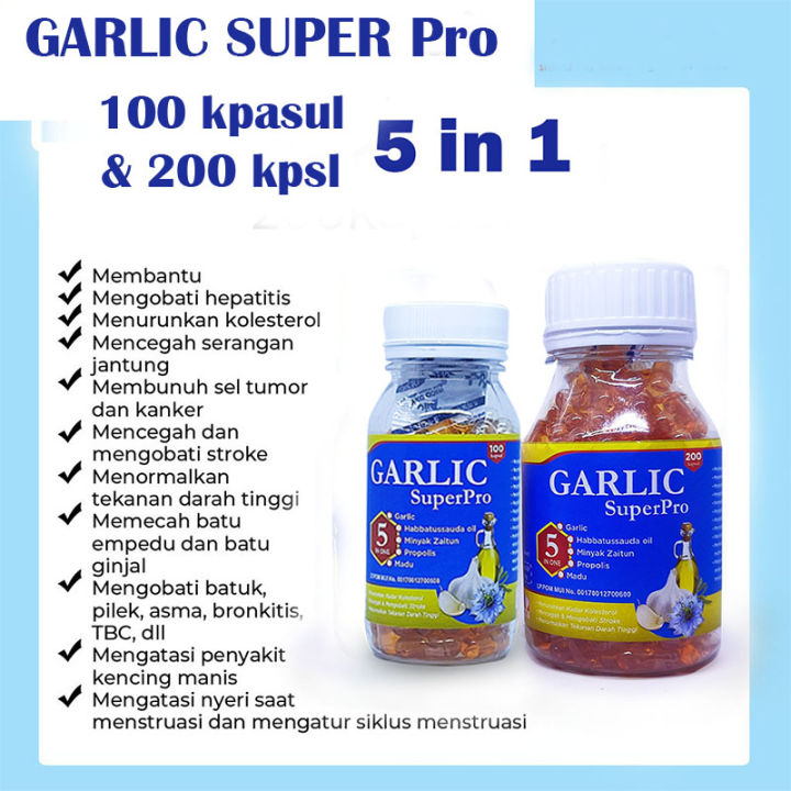 Habbatussauda Garlic Pro 200 kps 5in1 Onion oil capsules garlic pro 5 in 1 100 capsules