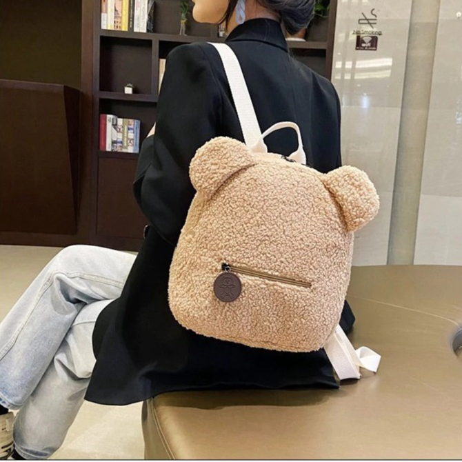 Yuki Backpack Women Mini Bag Small Ear Backpack Fur Bag Women Contemporary Y2K Vintage Teenager Fashion Goods Girls Aesthetic Trend Brown Korea Chikoisme NR