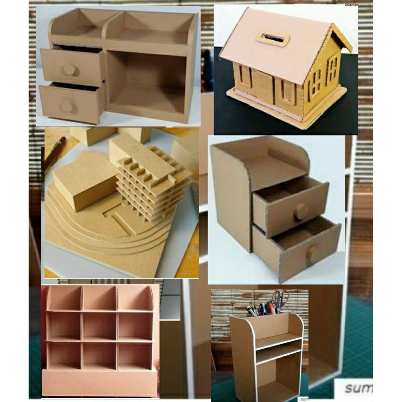 Miniature hotel house building from cardboard piggy bank cupboard shelf stationery holder pencil case pen mini work tools handicraft art crafts assignments