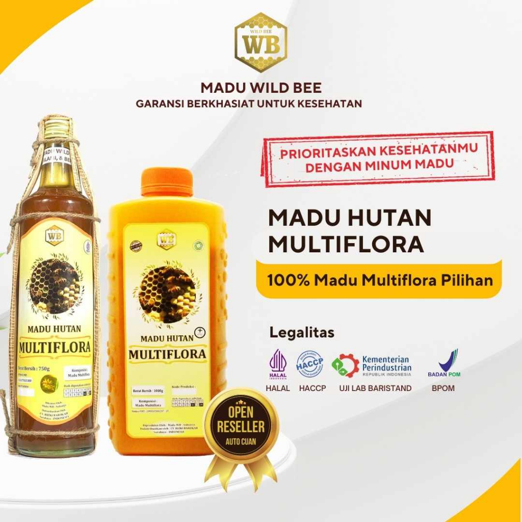 madu asli Without Mixture of Pure Honey Multiflora Forest Supplement to Increase Immune System, lab Tested & BPOM wild bee