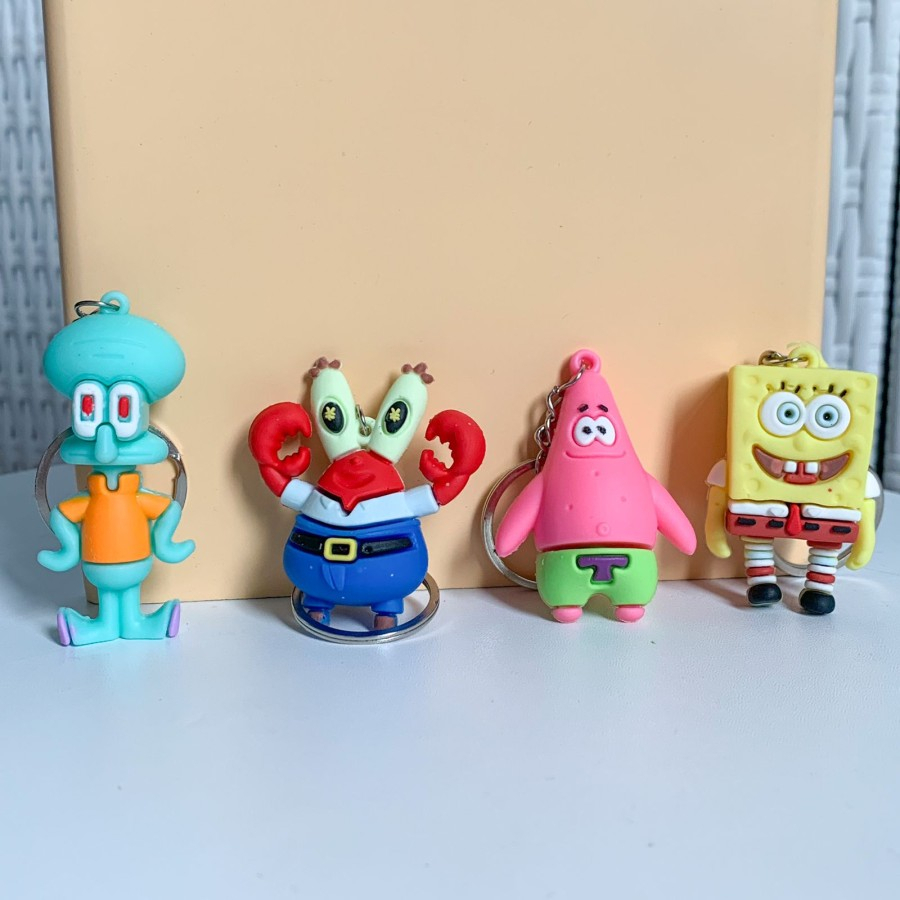 GANTUNGAN SPONGEBOB FAMILY KEYCHAIN AVAILABLE IN 4 CHARACTERS SQUIDWARD MR. CRAB PATRICK SPONGEBOB CHEAPEST PRICE IMPORT QUALITY WHOLESALE AND COD AVAILABLE
