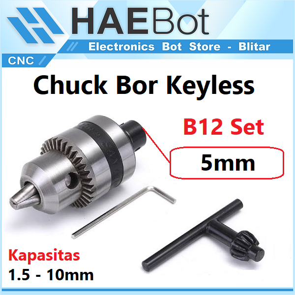 [HAEBOT] Drill Chuck Multi Keyless B12 1.5-10mm Drill Shaft 5.0mm DC Mini Grinder Hand Grinder Brass Ku