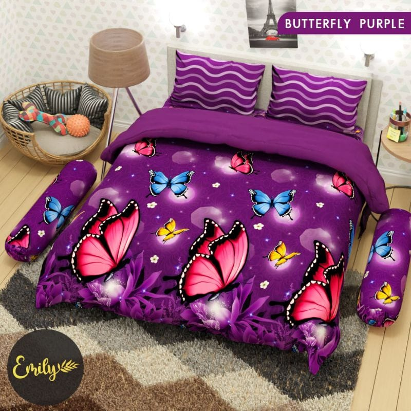 KATUN UNGU PURPLE BUTTERFLY MOTIF BED SHEETS PURPLE // BEAUTIFUL BUTTERFLY MOTIF BED SHEETS FINE COTTON MATERIAL DOESN'T FADE