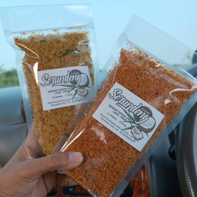 Original Spicy Savory Coconut Serundeng with Lime Leaves 100 grams, Delicious and Savory Side Dish