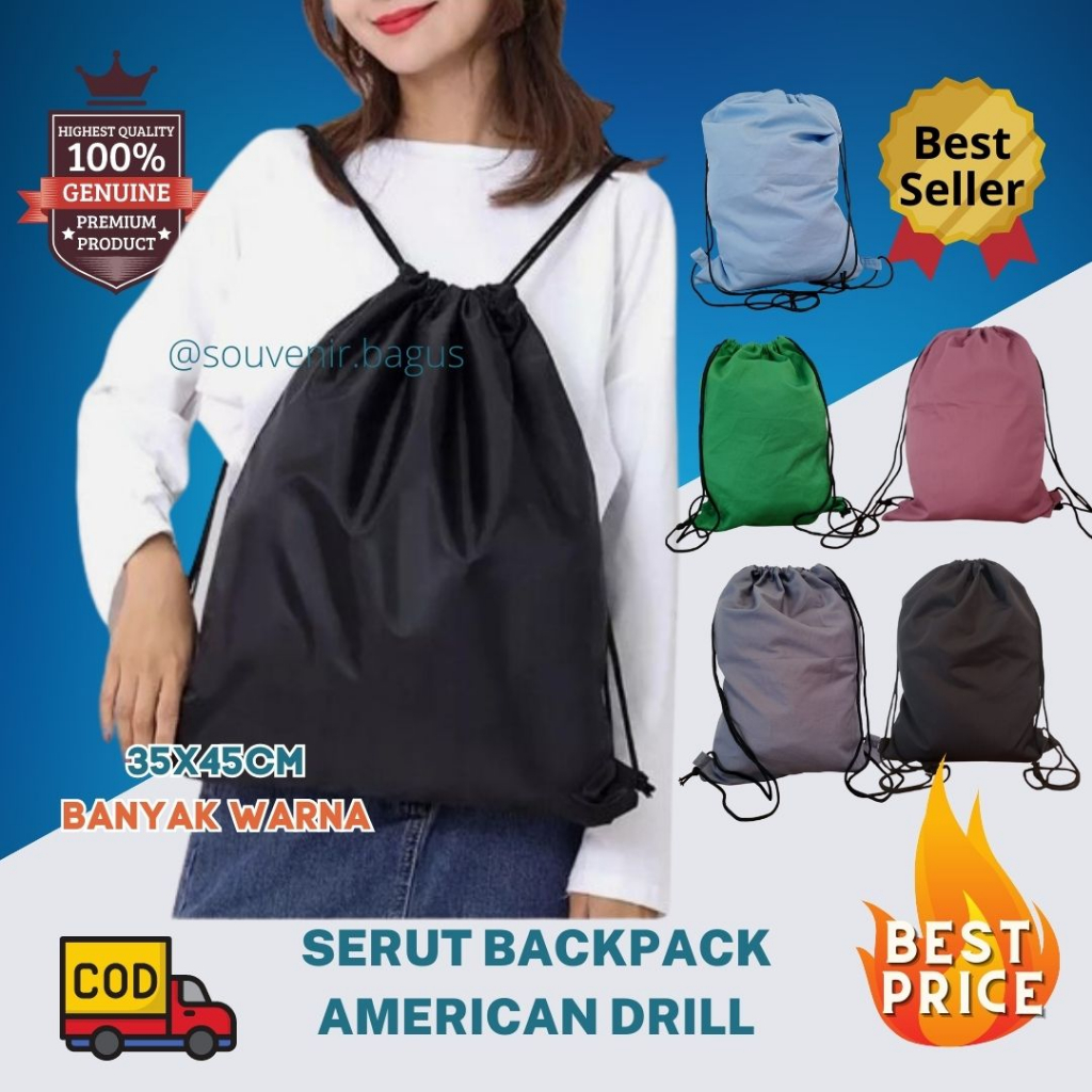 School Sports Lesson Bag Gym Sack Drawstring Shoes Backpack Drawstring Backpack Football Hajj Umrah Plain Drill Plain 35x45cm