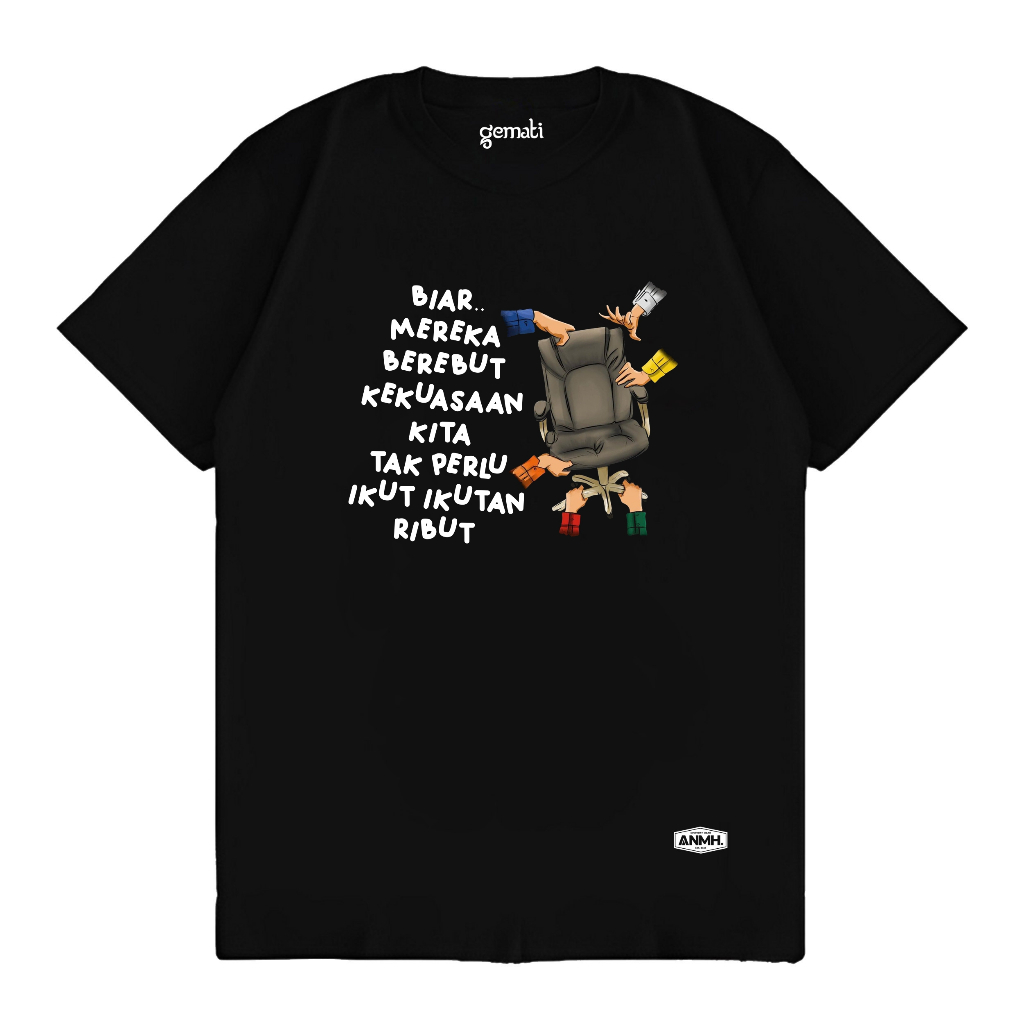 HITAM T-shirt Tops Short Sleeve T-shirts Quotes Election Words Party Chair Position Black Latest Contemporary
